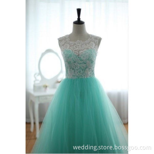A-line Floor Length Wedding Dresses Tulle Wedding Dress 2015 Lace Bridal Gown